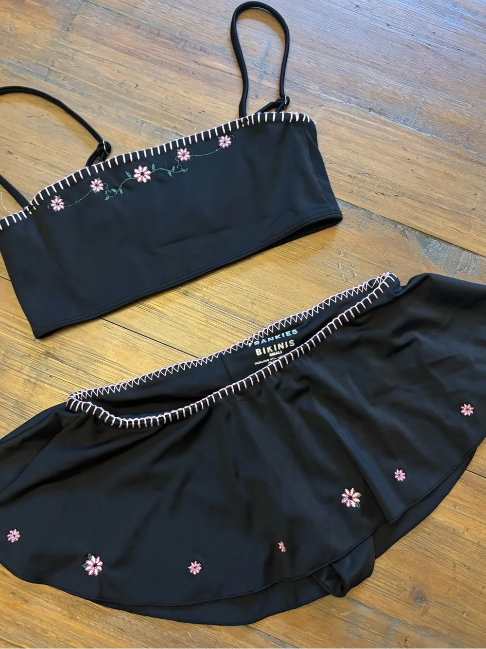 Frankie’s bikini sea fairy black embroidered bikini set